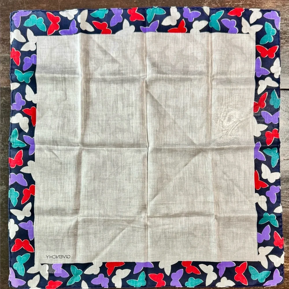 Givenchy Multicolor Butterfly Border Handkerchief Scarf